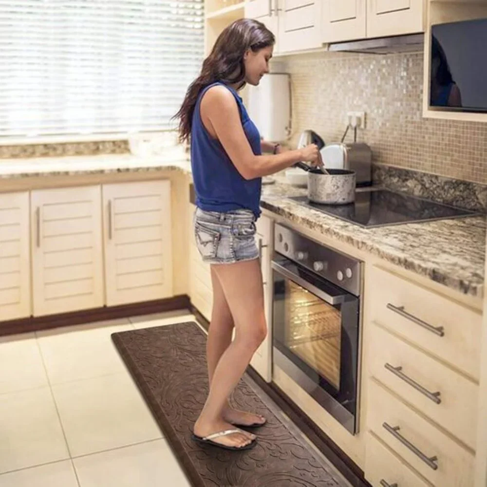 New 17.3 x 60In Cushioned Kitchen Mat, Anti-Fatigue Waterproof Non-Slip Rug